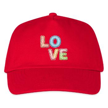 Love Patchwork Design Bunte Stoffflicken - Kinder Basecap - Rot - Vorne