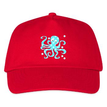 Oktopus Tintenfisch Punkte Dots Comic Meerestier - Kinder Basecap - Rot - Vorne