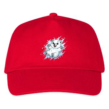 Fröhlicher Polarbär Spritzer - Kinder Basecap - Rot - Vorne