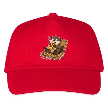 Otter with pizza: snack pleasure in a carton - Kids’ Baseball Cap - red - Front