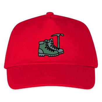 Wanderschuhe Eispickel Bergsteiger Alpen Wanderer - Kinder Basecap - Rot - Vorne