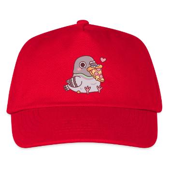 Cute Chubby Pigeon Loves Pizza - Kids’ Baseball Cap - red - Front