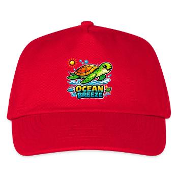 Ocean Breeze Turtle Cartoon Tee - Kids’ Baseball Cap - red - Front