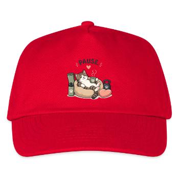 Pause Chat : Pause Café dans un Panier - Casquette de baseball Enfant - rouge - Devant