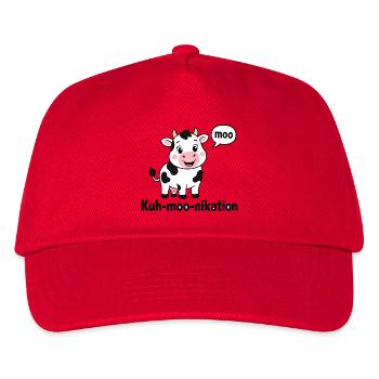  Kuh Moo Nikation Lustige Kuh Für Kinder Bauernhof - Kinder Basecap - Rot - Vorne