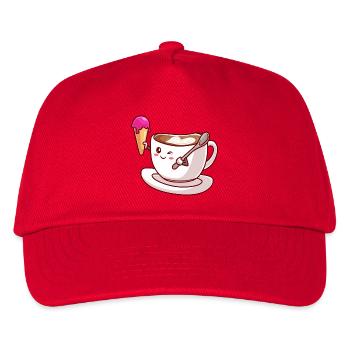 Kawaii-Kaffeekegel-Maskottchen - Kinder Basecap - Rot - Vorne