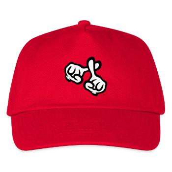 Fingerkreuz (Hände / Kreuz / Bibel / Religion, 2C) - Kinder Basecap - Rot - Vorne