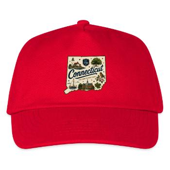 Connecticut Vintage State Souvenir Sticker - Kids’ Baseball Cap - red - Front