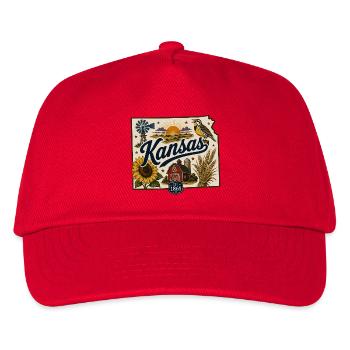 Kansas Sunflower State Vintage Reiseaufkleber - Kinder Basecap - Rot - Vorne
