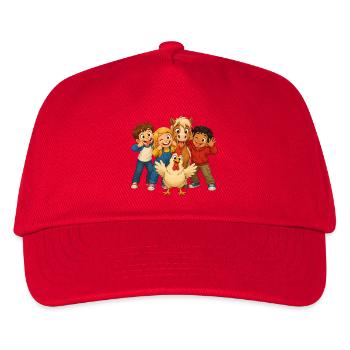 Kinder machen Grimassen mit lustigen Hoftieren - Kinder Basecap - Rot - Vorne
