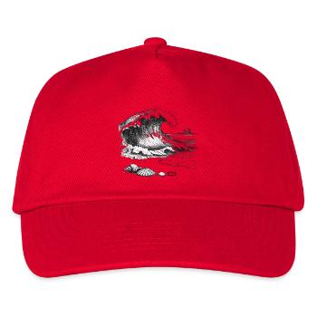 Big ocean wave with palm island and shells - Kids’ Baseball Cap - red - Front