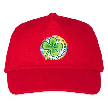 Glücksbringer - Glücksklee - Du schaffst das! - Kinder Basecap - Rot - Vorne