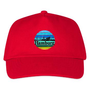 Hamburg Skyline - Sonnenuntergang - Alster - Elbe - Kinder Basecap - Rot - Vorne