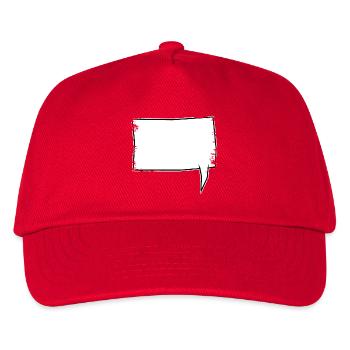 Eckige Sprechblase rechts in Weiß used look - Kinder Basecap - Rot - Vorne