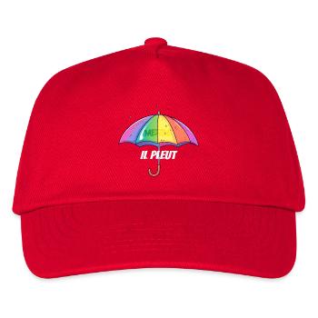 Il Pleut – Frecher Regenschirm im Regenbogenlook - Kinder Basecap - Rot - Vorne