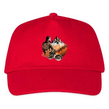 Motorrad Berge / Motorradfahrer - Kinder Basecap - Rot - Vorne