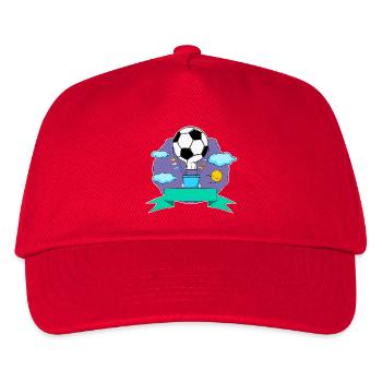 Fußball Heißluftballon Namensschild lila - Kinder Basecap - Rot - Vorne