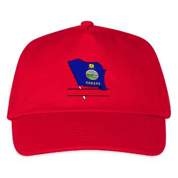 Flag Kansas text banner - Kids’ Baseball Cap - red - Front