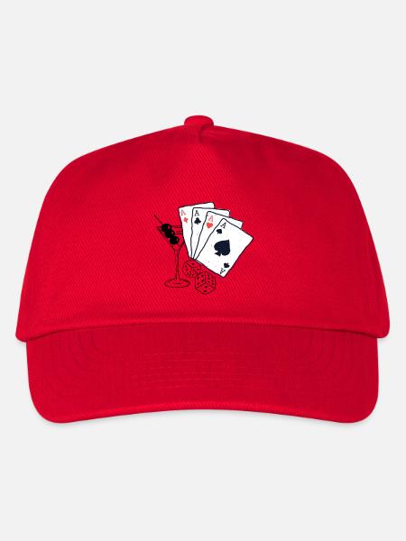Spielkarten Design mit Ass-Motiven - Kinder Basecap - Rot
