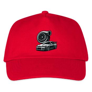 Detailreiche Automobil- und Turbinensilhouette - Kinder Basecap - Rot - Vorne