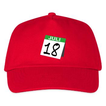 18. Geburtstag Kalender Juli Achtzehn - Kinder Basecap - Rot - Vorne