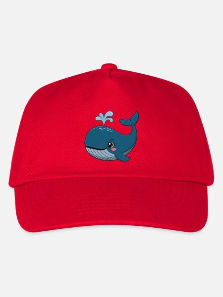 Wal Comic süß Blauwal Kawaii - Kinder Basecap - Rot