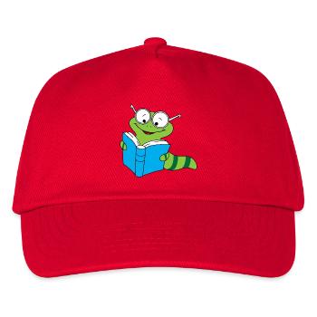 Bücherwurm Nerd Lesen Bücher Regenwurm - Kinder Basecap - Rot - Vorne