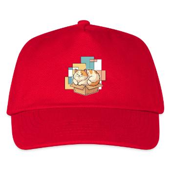 Katzenglück im Karton - Kinder Basecap - Rot - Vorne