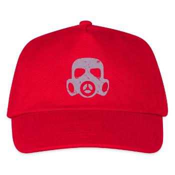 Grunge Gasmaske Nuklear Radioaktiv Feinstaub - Kinder Basecap - Rot - Vorne