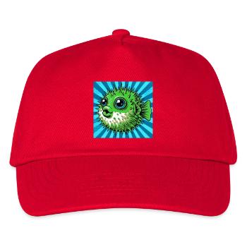 Kugelfisch - Kinder Basecap - Rot - Vorne