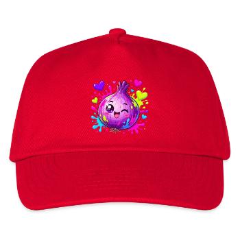 Kunterbunte Zwiebel mit Herzspritzern - Kinder Basecap - Rot - Vorne