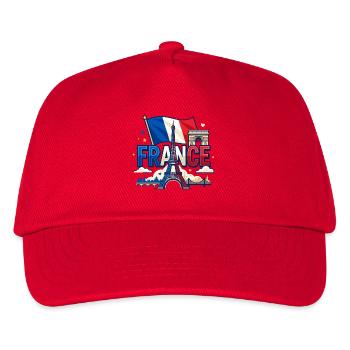 France Eiffelturm T-Shirt – Monuments Paris - Kinder Basecap - Rot - Vorne