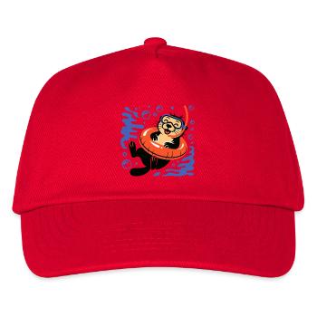Lustiger Otter mit Taucherbrille - Kinder Basecap - Rot - Vorne
