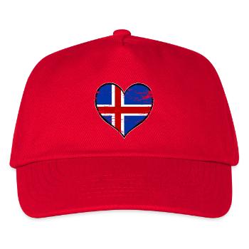Island Herzflagge used - Kinder Basecap - Rot - Vorne