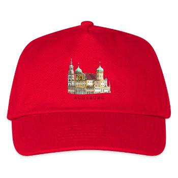 Augsburger Stadtsilhouette, Handzeichnung Rathaus - Kinder Basecap - Rot - Vorne