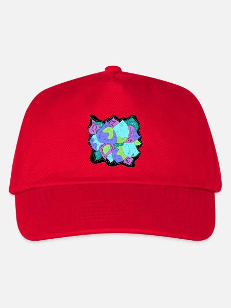 Farbblüten Patchwork - Kinder Basecap - Rot