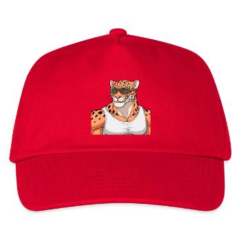 Léopard sportif avec lunettes - Casquette de baseball Enfant - rouge - Devant