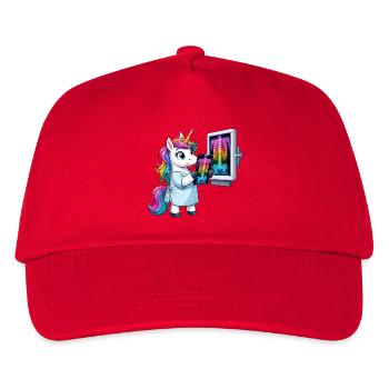Regenbogen-Arztunicorn Diagnostik - Kinder Basecap - Rot - Vorne