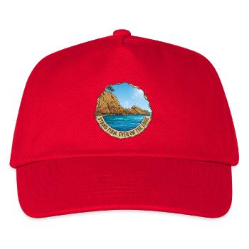 Illustration of landscape with cliff and sea - Kids’ Baseball Cap - red - Front