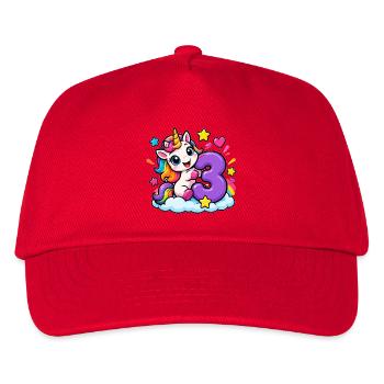 Einhorn auf Wolke Drei - Kinder Basecap - Rot - Vorne