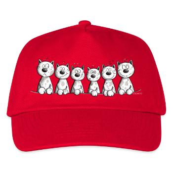 Katzen Familie Katzenfreund Katze Team - Kinder Basecap - Rot - Vorne