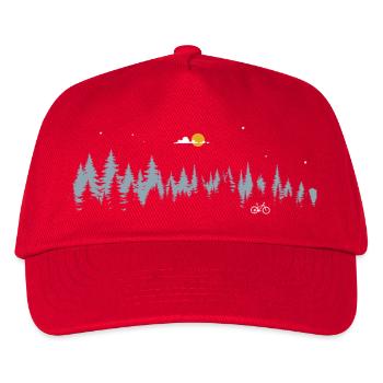 Moonlit Forest Bicycle Scene - Kids’ Baseball Cap - red - Front