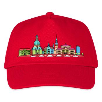 Dresdener Stadtskyline Frauenkirche Linienkunst - Kinder Basecap - Rot - Vorne