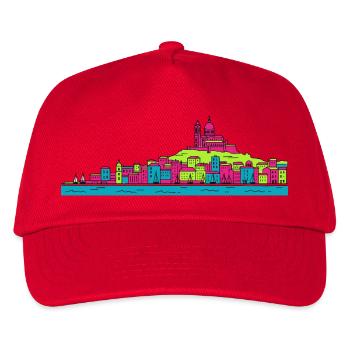 Marseille City Skyline Basilika Moderne Linienkunst - Kinder Basecap - Rot - Vorne