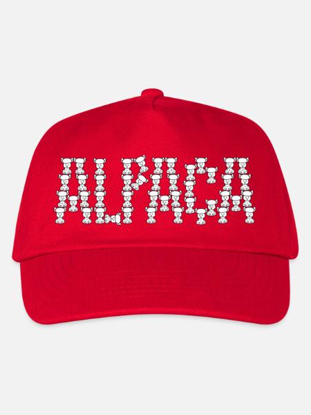 Niedliche Alpaka-Typografie - Kinder Basecap - Rot