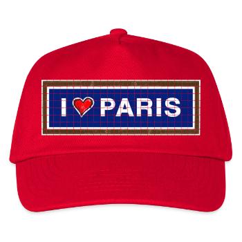 Vintage-Retro-Metrostation-Schild ICH LIEBE PARIS - Kinder Basecap - Rot - Vorne