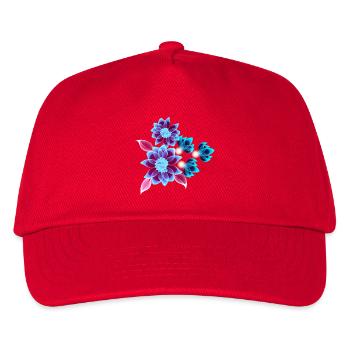 Hypnotische Blumen - Neonblumen - Kinder Basecap - Rot - Vorne