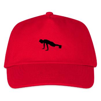 fitness push-up man workout silhouette - Kids’ Baseball Cap - red - Front