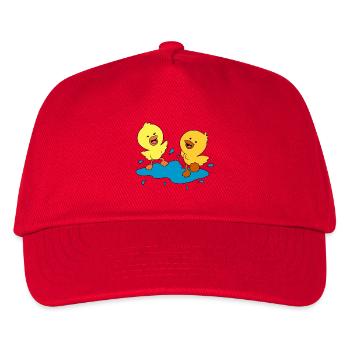 Cute ducklings splashing in a puddle - Kids’ Baseball Cap - red - Front