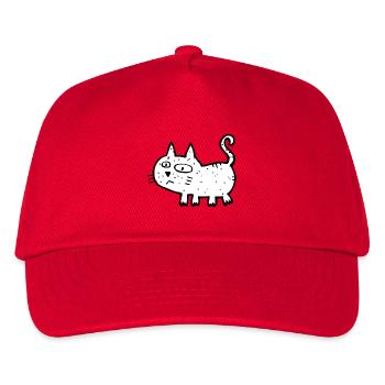 Black and White Sketch Cat - Kids’ Baseball Cap - red - Front